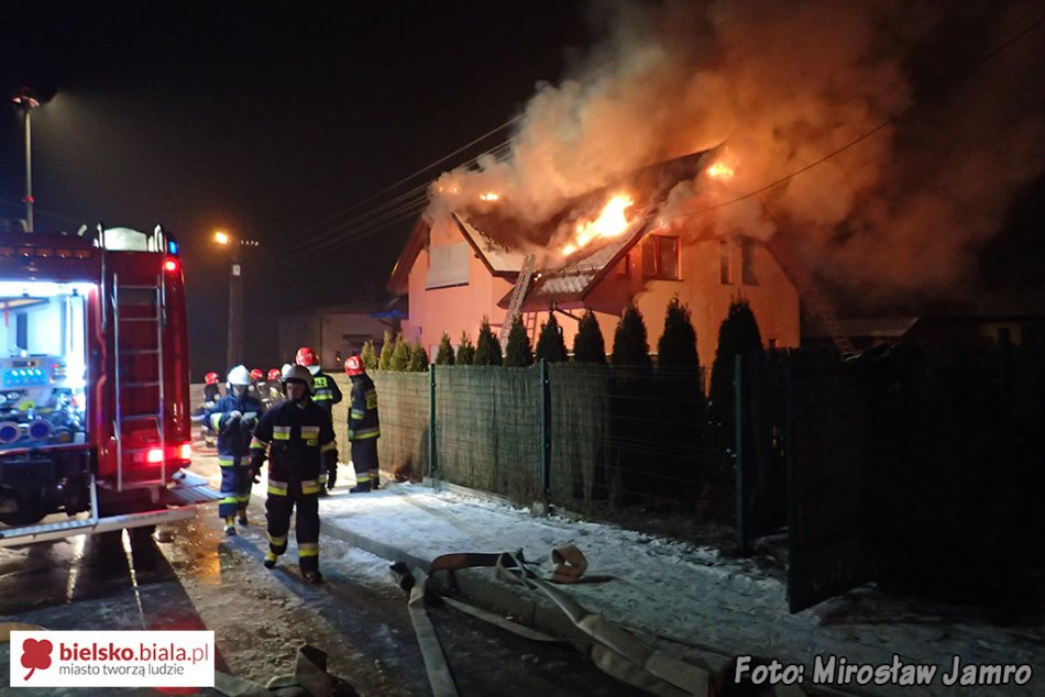 Pożar budynku jednorodzinnego - foto
