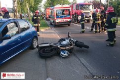 Zderzenie motocyklisty z samochodem - foto