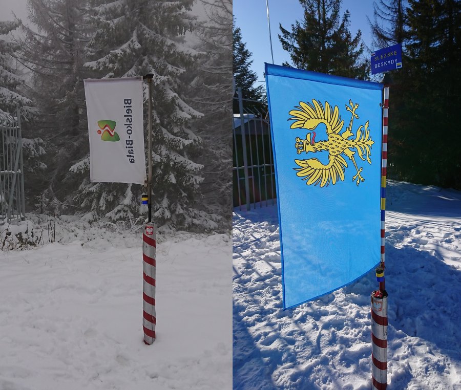 Flagę z logo Bielska-Białej na szczycie Klimczoka zastąpiono herbem Śląska - foto