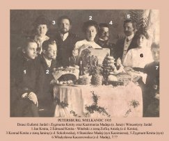 Petersburg. Wielkanoc 1905 r. Dzieci Eufemii Jardel i Zygmunta Kmity oraz Wincentyny Jardel i Kazimierza Madeja (s. Jana). 1 ? Jan Kmita, 2. Edmund Kmita-Witebski z żoną Zofią Anielą z d. Kmita, 3. Konrad Kmita z żoną Janiną (z d. Sokołowska), 4 Stanisła