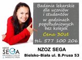 Badania lekarskie dla uczniów i studentów.