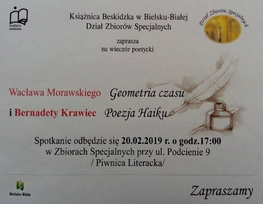 Spotkanie poetyckie z Wacławem Morawskim i Bernadetą Krawiec