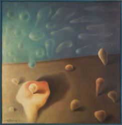 Teresa Sztwiertnia, „Chwila, w której kwaśnieje mleko”, 1984 roku, olej, płótno, 92,5 x 92,5 cm, własność Kolekcja Sztuki Galerii Bielskiej BWA, fot. materiały prasowe