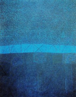 Waldemar Duda, „Błękitna kompozycja”, 1995, olej, płótno, 135 x 106 cm, własność Kolekcja Sztuki Galerii Bielskiej BWA, fot. materiały prasowe